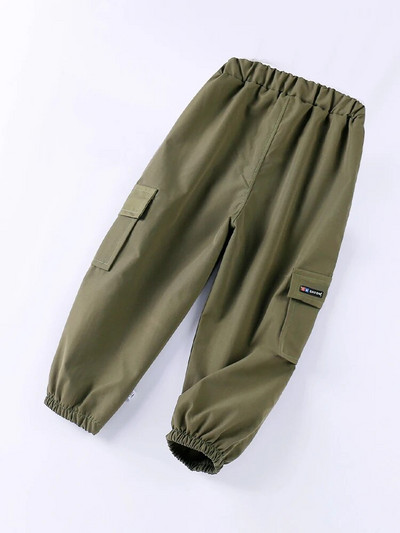 LJMOFA Pantaloni Cargo pentru copii Pantaloni casual pentru băieți Nouă modă Hip Hop Pantaloni cu mai multe buzunare Pantaloni pentru copii cu talie elastică Streetwear D354