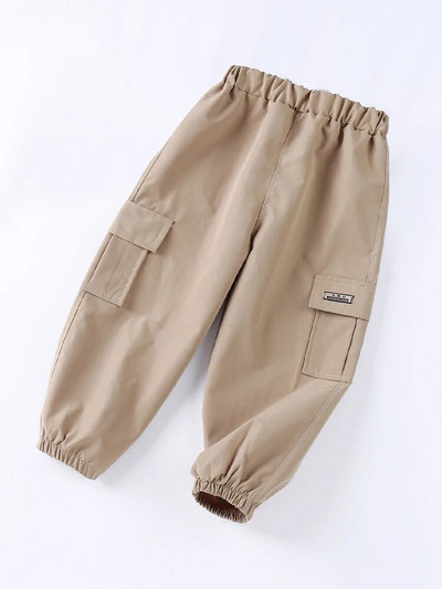 LJMOFA Pantaloni Cargo pentru copii Pantaloni casual pentru băieți Nouă modă Hip Hop Pantaloni cu mai multe buzunare Pantaloni pentru copii cu talie elastică Streetwear D354