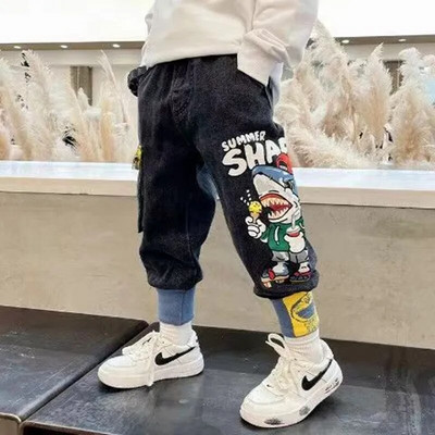 Bērnu Džinsi Pavasaris un Rudens Jauns Bērnu Apģērbs Ikdienas Mīkstie Džinsi Korejas versija Baby Boy garās bikses 2 4 6 8 Y