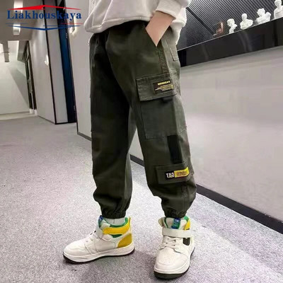 Pantaloni cargo băieți ocazional, iarnă, primăvară, bumbac gros, băieți, pantaloni sport pentru copii, haine pentru adolescenți, pentru 110-160 cm