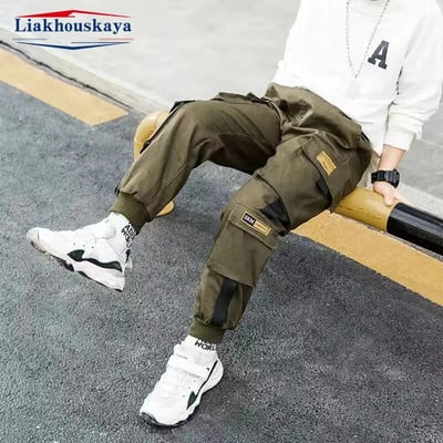 Pantaloni cargo băieți ocazional, iarnă, primăvară, bumbac gros, băieți, pantaloni sport pentru copii, haine pentru adolescenți, pentru 110-160 cm