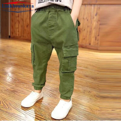 Pantaloni cargo băieți ocazional, iarnă, primăvară, bumbac gros, băieți, pantaloni sport pentru copii, haine pentru adolescenți, pentru 110-160 cm