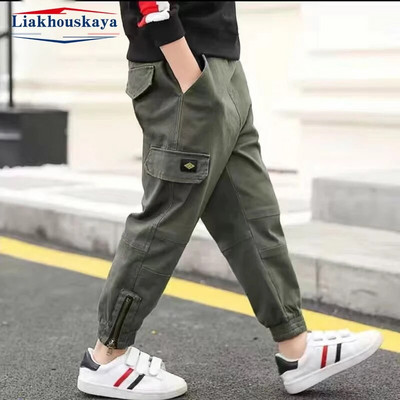 Pantaloni cargo băieți ocazional, iarnă, primăvară, bumbac gros, băieți, pantaloni sport pentru copii, haine pentru adolescenți, pentru 110-160 cm