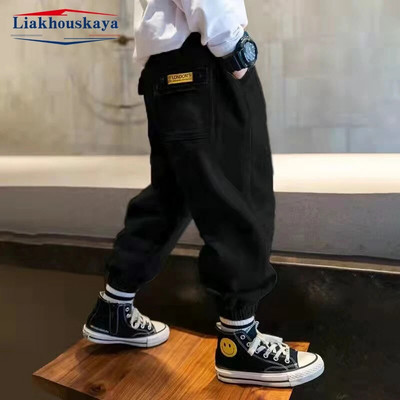 Pantaloni cargo băieți ocazional, iarnă, primăvară, bumbac gros, băieți, pantaloni sport pentru copii, haine pentru adolescenți, pentru 110-160 cm