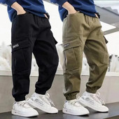 Primăvară Toamnă Stil Copii Moda Pantaloni Casual Pantaloni Lungi Buzunar Mare Băieți Street Work Pantaloni