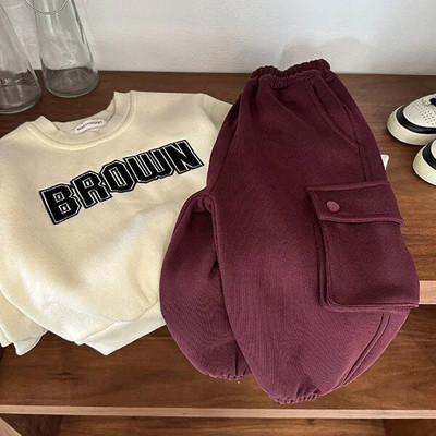 Modes zīdaiņu meiteņu zēnu kokvilnas kravas bikšu vilna iekšpusē ziemas zīdaiņu mazuļiem, bērnu skriešanas bikses, siltas bērnu drēbes 1-8 g.