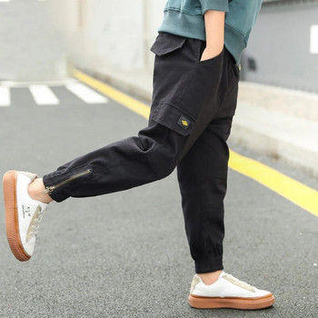 120-170cm Brand Boys Παντελόνι Solid Cargo Παντελόνι Teenage Boy με φερμουάρ Μακρύ παντελόνι Παιδικό Ανοιξιάτικο Χειμώνα Casual Παντελόνι Streetwear
