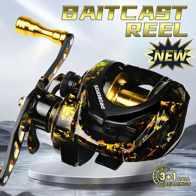 Mulinetă Baitcasting 3+1BB Mulinetă de turnare Metal neted Mulinetă de pescuit cu raport de transmisie 7.2:1 cu bobină standard sau adâncă sau mică pentru bas