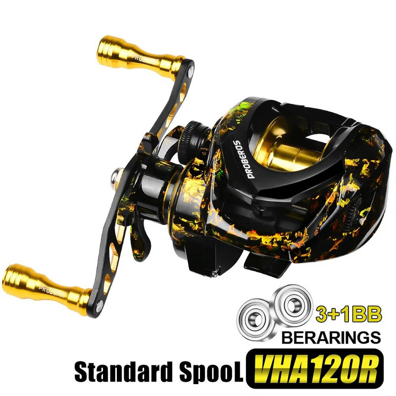 Baitcasting Reel 3+1BB Casting Reel Smooth Metal 7,2:1 zvejas spole ar standarta vai dziļu vai seklu spoli basam
