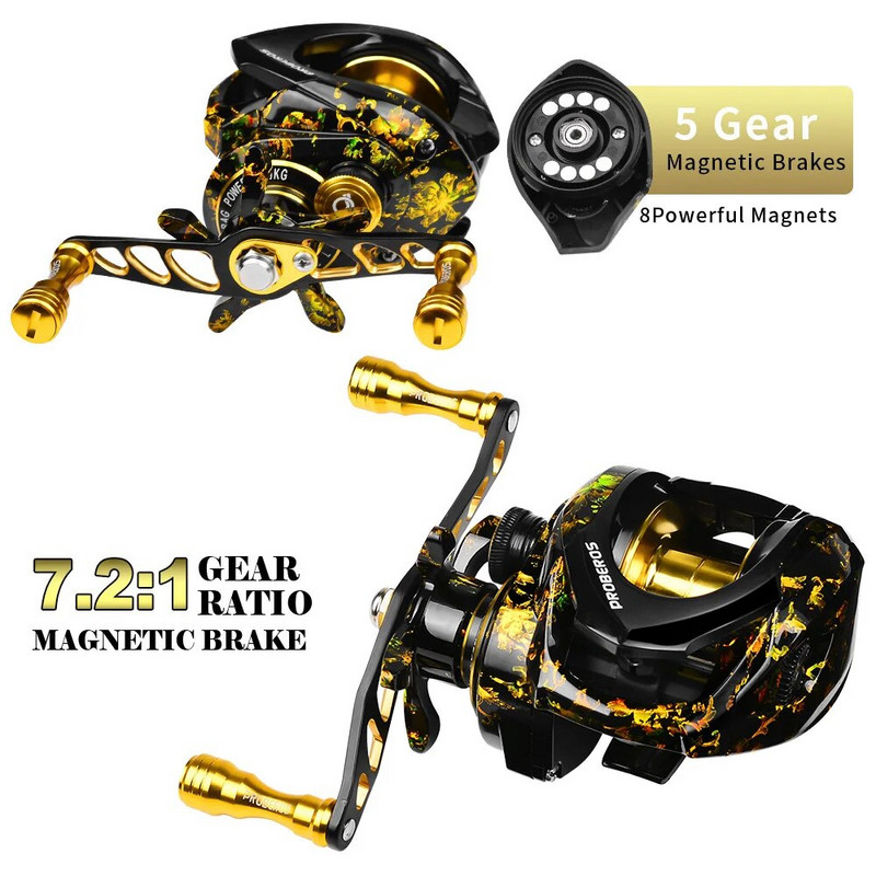 Baitcasting Reel 3+1BB Casting Reel Smooth Metal 7,2:1 zvejas spole ar standarta vai dziļu vai seklu spoli basam