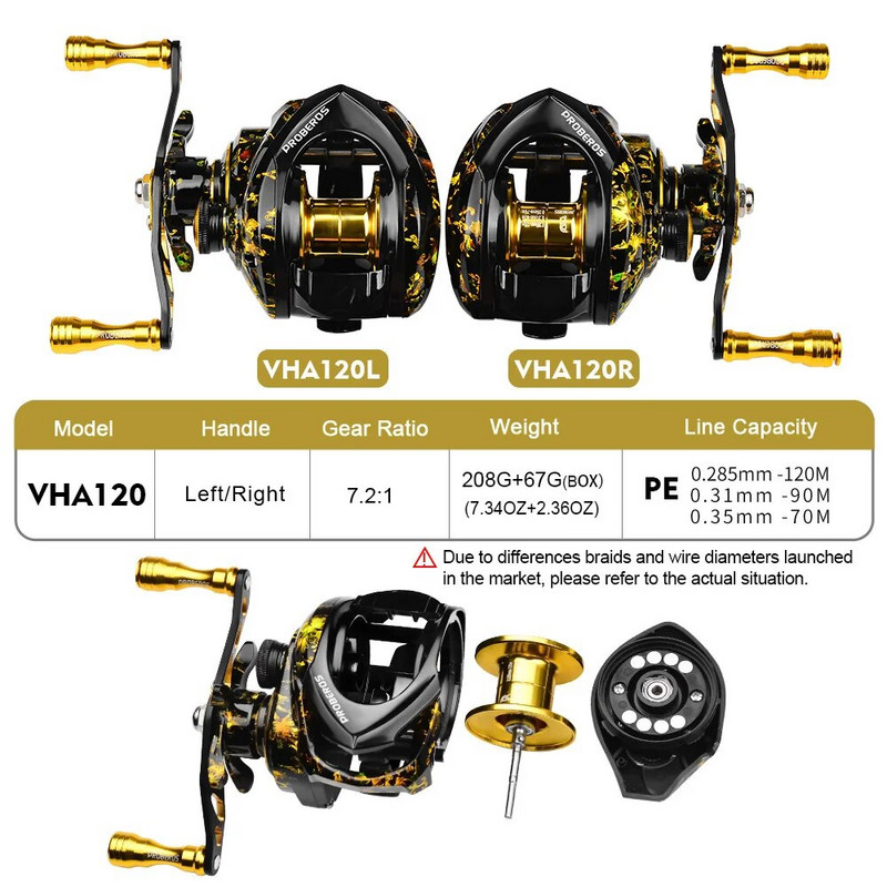 Baitcasting Reel 3+1BB Casting Reel Smooth Metal 7,2:1 zvejas spole ar standarta vai dziļu vai seklu spoli basam