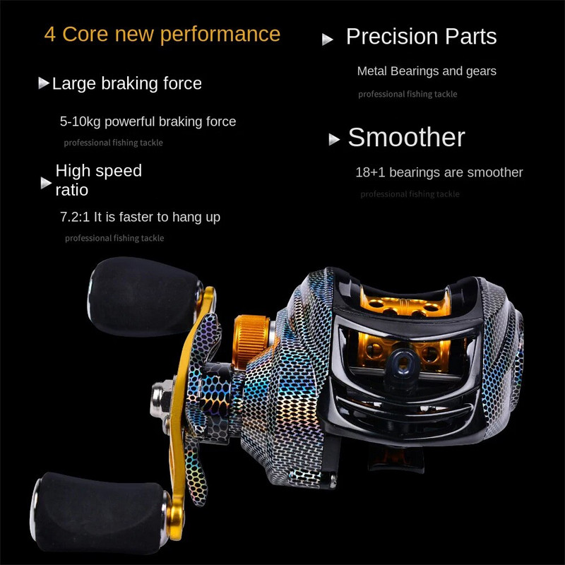 Baitcasting püügirull 18+1BB 8KG Max Drag 7,2:1 ülekandearv Metal Line Cup Sea Jig Wheel Bass Carp haugi püügitarvetele