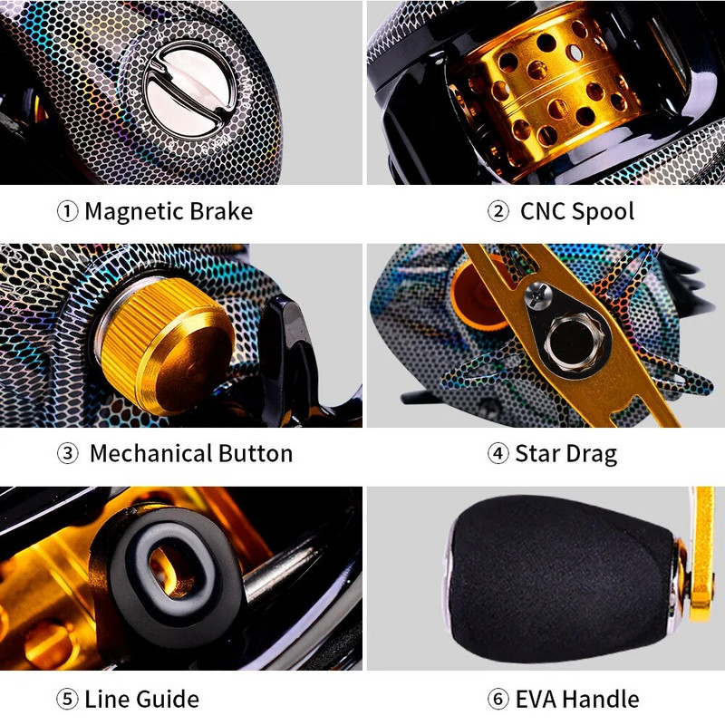 Baitcasting püügirull 18+1BB 8KG Max Drag 7,2:1 ülekandearv Metal Line Cup Sea Jig Wheel Bass Carp haugi püügitarvetele