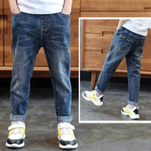 IENENS Kids Poiste Teksad Noored vabaaja püksid 4-11 a Laste Denim Pikad Püksid Elastsed vööpüksid Kevad sügis Slim Jean