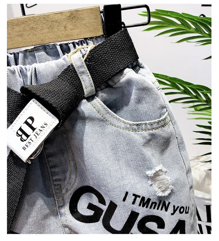 Uus mood väikelaste poiste teksad lühikesed püksid auguga lühikesed püksid suvised lapsed lastele vabaaja püksid püksid 2–6 aastat