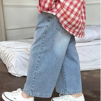 Детски дънки Пролет и есен Нови детски модни връхни дрехи Прави панталони Бебешки корейски широки панталони Trend