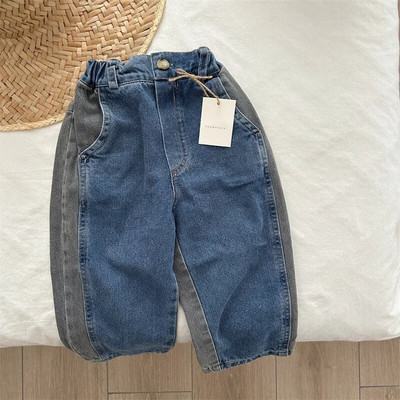 Laste teksad 2023 kevad-sügis, uued moekad korea stiilis värvilised teksad Poiste ja tüdrukute vabaaja lihtsad teksapüksid