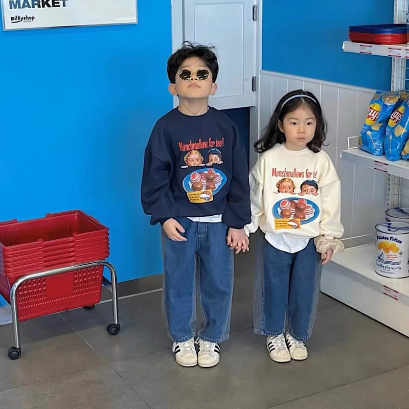 Laste teksad 2023 kevad-sügis, uued moekad korea stiilis värvilised teksad Poiste ja tüdrukute vabaaja lihtsad teksapüksid