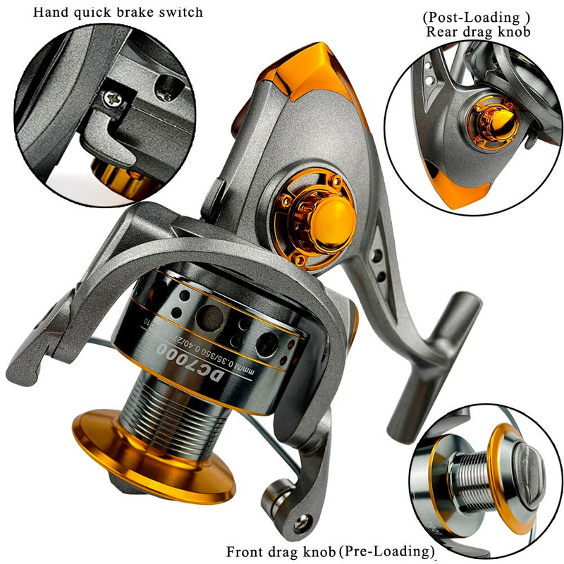 GHOTDA Fishing Reel Spinning 1000-7000 Series Metal Spool Spinning Wheel for Sea Fishing Κυπρίνος Ψάρεμα