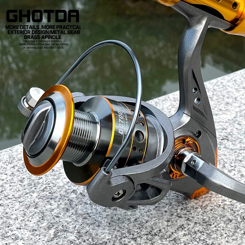 GHOTDA Fishing Reel Spinning 1000-7000 Series Metal Spool Spinning Wheel for Sea Fishing Κυπρίνος Ψάρεμα