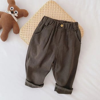 Есен 2023 Бебешки момчета Едноцветни панталони Прохождащи момичета Панталони Модни детски памучни дрехи Панталони Слипове Детски дънки Бебешки харем панталони