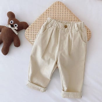 Есен 2023 Бебешки момчета Едноцветни панталони Прохождащи момичета Панталони Модни детски памучни дрехи Панталони Слипове Детски дънки Бебешки харем панталони