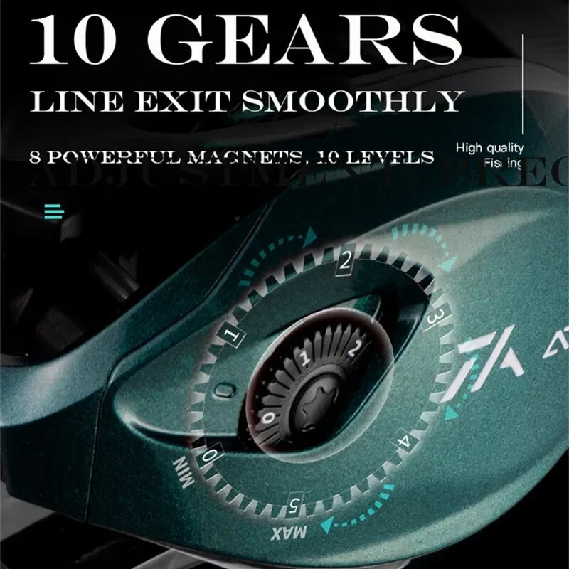 22 LB maksimalnog otpora, ribolovne role, 210 g duljine, kalem od legure, zupčanik od legure, čelični ležaj, prijenosni omjer 7,2:1, rola za bacanje mamaca, rola za bacanje