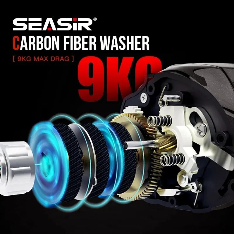 SEASIR Cast X2 Baitcasting Reel 7.3:1 hibrīda keramikas gultnis ar oglekļa šķiedras mazgātāju dubulto gultņu sistēmu N52 bremžu makšķerēšanas spoles