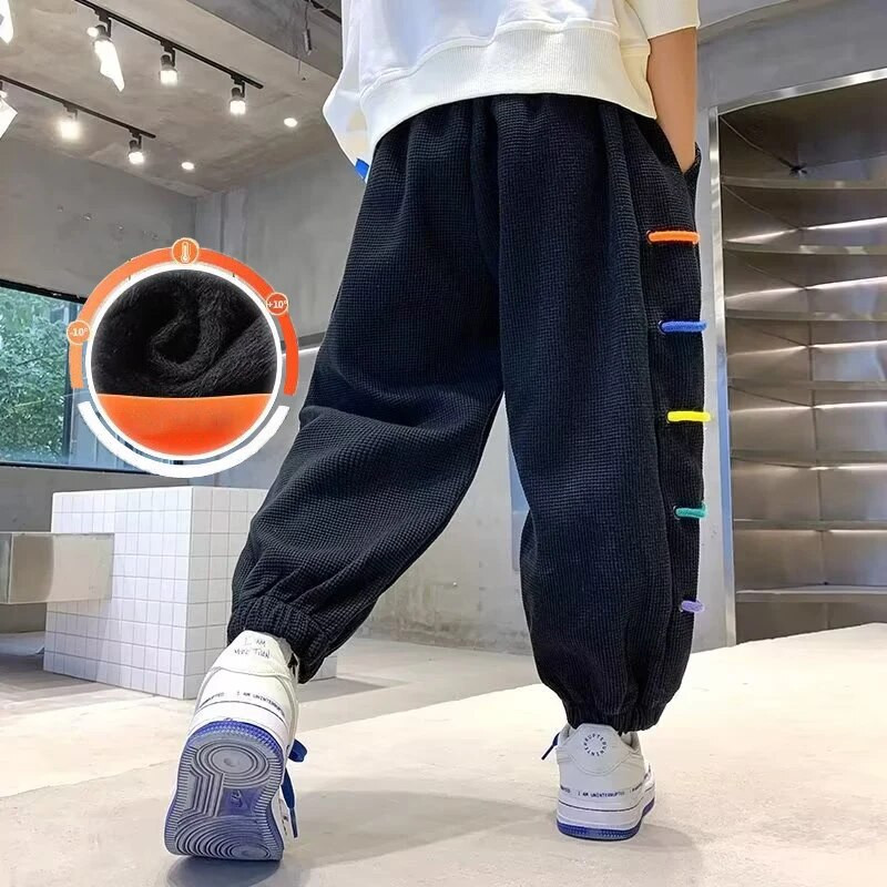 Bērnu plīša bikses sporta bikses Foršas un higiēniskas bikses pavasarim un rudenim Jaunas ikdienas bikses tendence vecākiem bērniem 12 gadi