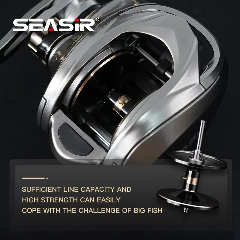 Seasir Megacuda Baitcasting Reel Drag 15KG Deep Spool 6.5:1 Alumīnija rāmis oglekļa sānu dubultā roktura jigging metāla spole jūras ūdens