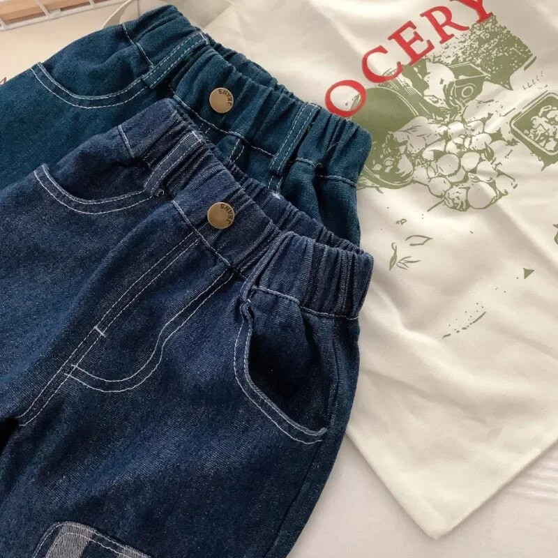Zēniem pavasara modes Džinsi Bikses Bērniem Brīvas Potītes Garums Ikdienišķs Plašs Kāju Bloomer Bērniem Vispārpiemērots Džinsu raibās bikses 0-6G