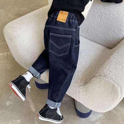 4-11Y Zēnu džinsi Jaunu zēnu ikdienas bikses Bērnu kovboju bikses džinsa garās bikses bērniem elastīgās jostas bikses