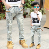 1 gab. Bērni Zēni Zēni Džinsi Kokvilnas Apģērbi Apģērbi Bikses Mazu bērnu Zēnu Topi Džinsu Bikses Bērni Valkā 4-11 Jā