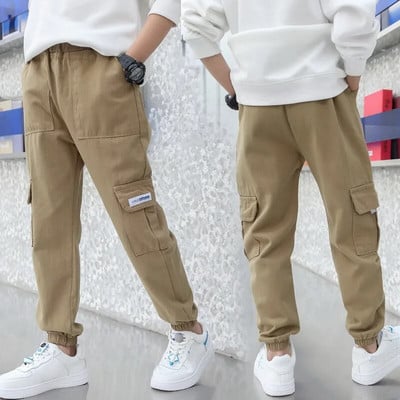 Zēni Bikses Zēni Harēma Bikses Solid Cargo Bikses Pusaudžu zēns Daudzkabatas Bikses Bērni Pavasaris Rudens Zēni Ikdienas bikses Ielu apģērbi