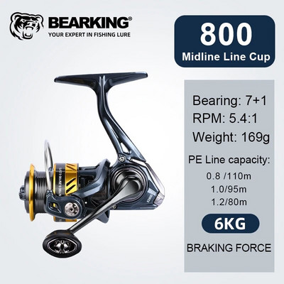 BEARKING Brand σειρά HD 7BB Ρουλεμάν από ανοξείδωτο ατσάλι 5,4:1 Σύστημα έλξης τροχών ψαρέματος 6 κιλών Max Power Spinning Wheel Fishing Roil