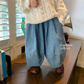 Laste teksapüksid, 2023. aasta kevad-sügis Korea stiilis teksad Lahti moodsad poisid ja tüdrukud Bloomers ühevärvilised vabaaja püksid