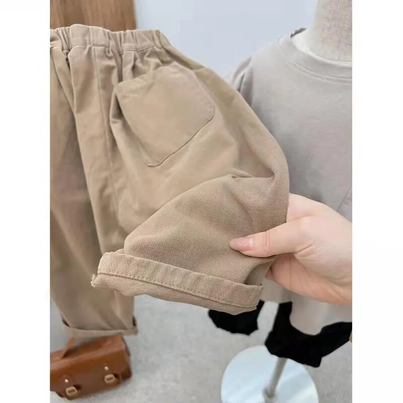 Bērnu sporta Harēma Bikses Pavasara un Rudens Apģērbi Jauni Produkti Zēni Meitenes Ikdienas bikses Brīvas Modes Meiteņu Kabatas Bikses