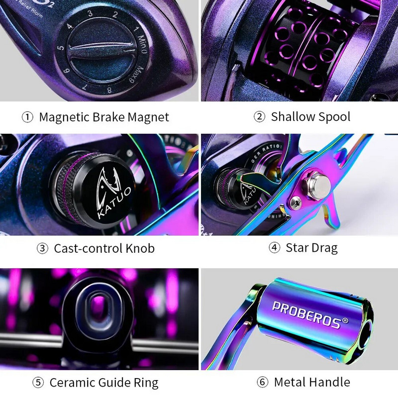 Παγκόσμια Τελευταία Body Metal Baitcasting Fishing Spinning Roels 7:2:1 Αναλογία μετάδοσης 3 τύπων με Σετ τσάντες με δολώματα τροχού για ψάρεμα