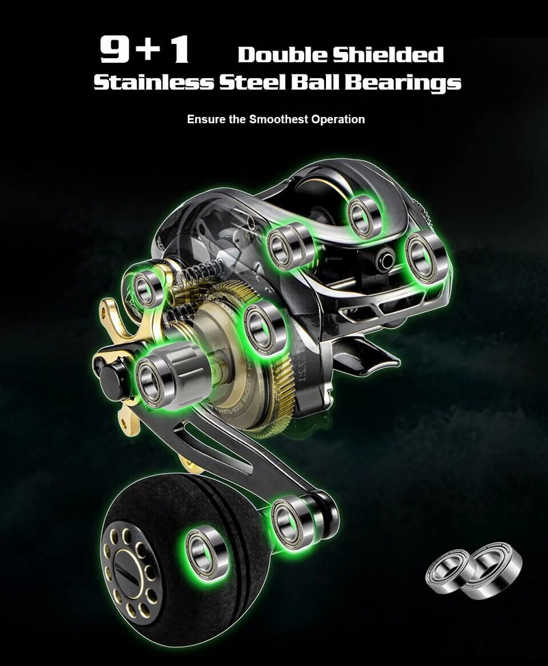 SOLOKING GKA300 Baitcasting Spole 9,5 KG Drag 10 Gultnis 6,4 Pārnesuma attiecība Vilces Clicker Viena jaudas roktura makšķerēšanas spole Baitcaster