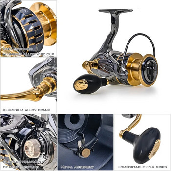 Нова изцяло метална (CODEK) риболовна макара Daiwa 15Kg Max Power Power Spinning Wheel Риболовна бобина Плитка шпула Подходяща за всички води