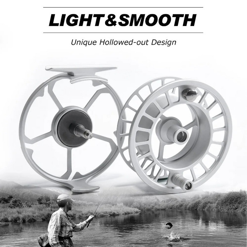 Goture 3/4 5/6 7/8 9/10 WT Fly Fishing Roel 2+1BB CNC κατεργασμένο μέταλλο Large Arbor Aluminium Professional Fly Fishing Wheel Silver