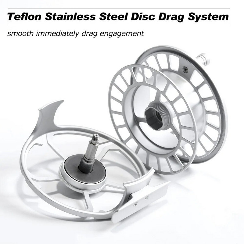 Goture 3/4 5/6 7/8 9/10 WT Fly Fishing Roel 2+1BB CNC κατεργασμένο μέταλλο Large Arbor Aluminium Professional Fly Fishing Wheel Silver