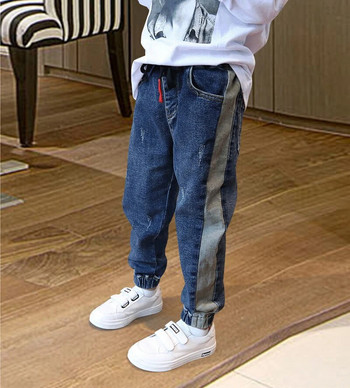 IENENS Детски дрехи за момчета Тесни дънки Класически панталони Детско дънково облекло Тренд Дълги долнища Ежедневни панталони за бебе момче