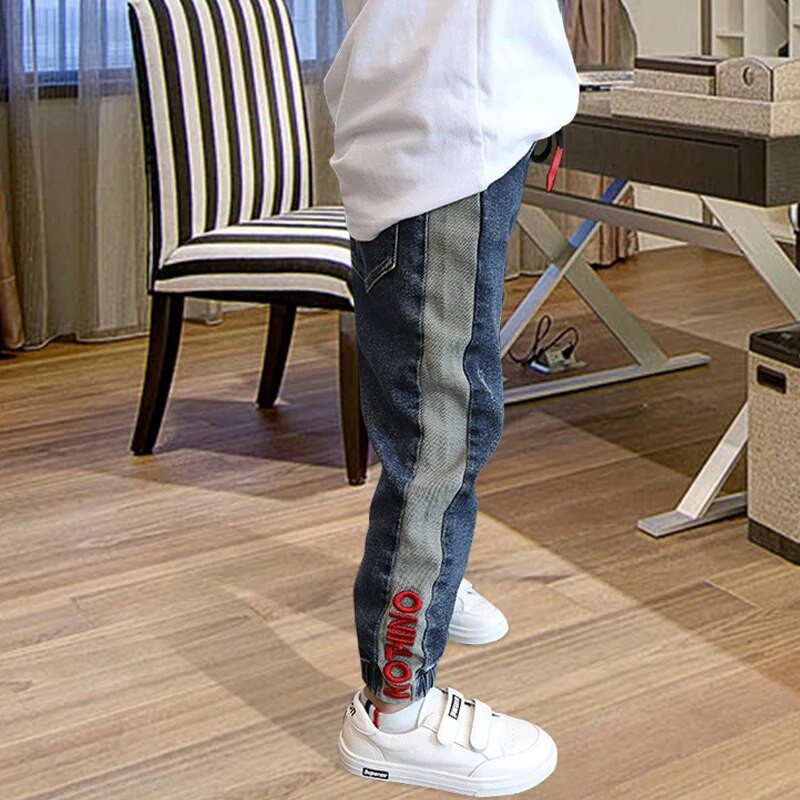 IENENS bērnu zēnu apģērbi šauri džinsi klasiskās bikses bērnu džinsu apģērbi tendence garas apakšas Mazu zēnu ikdienas bikses