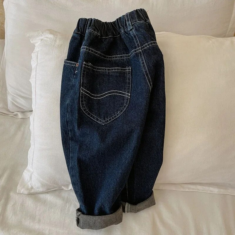 Uued lahtised lapsed beebid tüdrukud poisid ühevärvilised laste teksapüksid kevad-sügis vabaaja tüdrukute poiste teksad