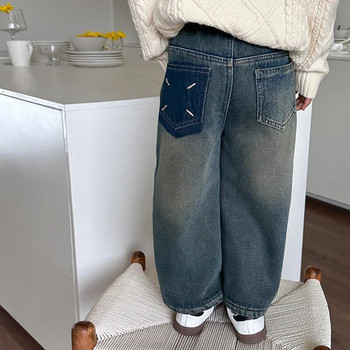 Παιδικά ρούχα Παιδικά τζιν παντελόνια κασμίρ ίσιο παντελόνι για αγόρια και κορίτσια σε κορεατικό στυλ casual vintage παιδικά τζιν