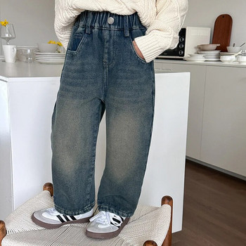 Детско облекло Детски дънкови панталони Кашмирени панталони с прави крачоли за момчета и момичета Ежедневни ретро детски дънки в корейски стил