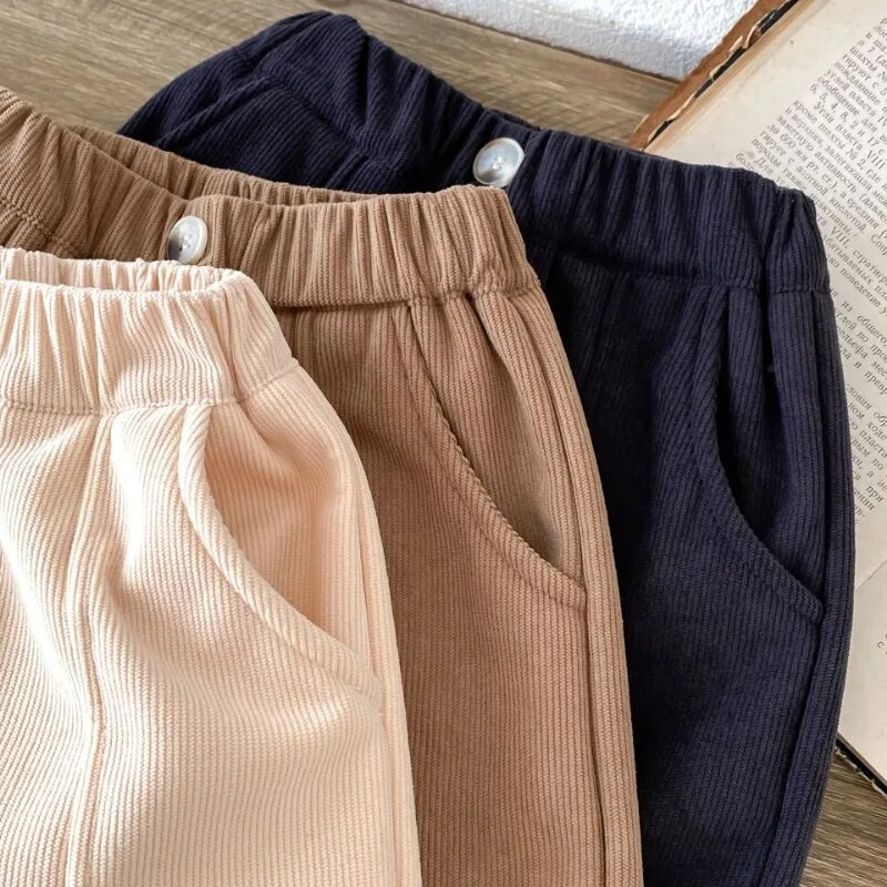 Νέο μωρό αγόρι κοριτσάκι ανοιξιάτικο φαρδύ casual φούτερ Μόδα Κορεατικό στυλ Μασίφ Κοτλέ Φθινοπωρινό Παιδικό Παντελόνι Jogger Αθλητικό παντελόνι