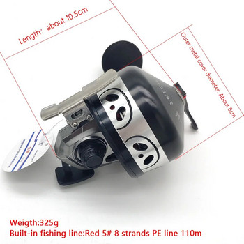 Spincast Reel BL50 Fishing Large Shooting Fish Spool 6+1BB Closed Metal Coil Outdoor with Red 5# 8strand s PE line 110M