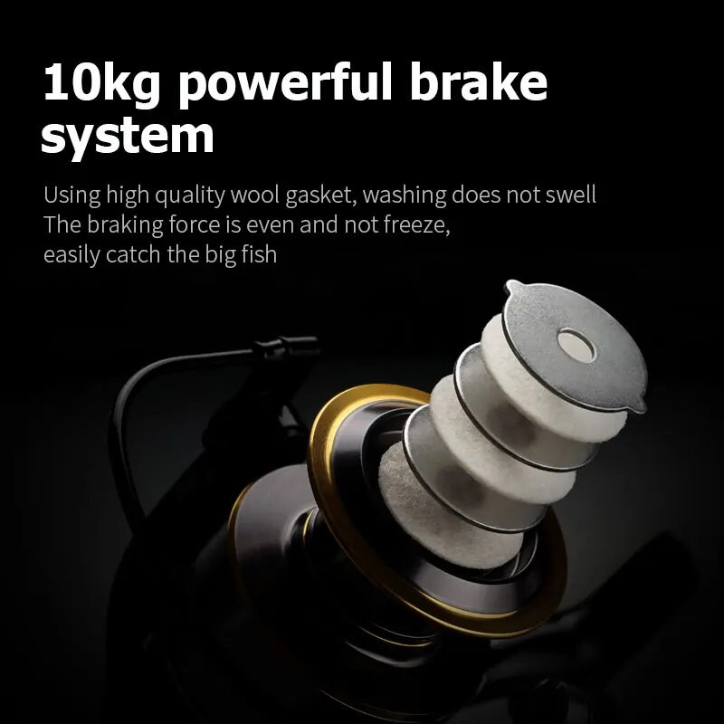 Pilnīgi metāla izturīga metāla korpusa makšķerēšanas spole HE500-7000, maksimālā velkama 10 kg spininga spole Tālrades makšķerēšanas spoles makšķerēšanas rīks